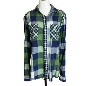 Buffalo David Bitton Woman's Long Sleeve Snap Front Fitted Plaid Shirt Size L